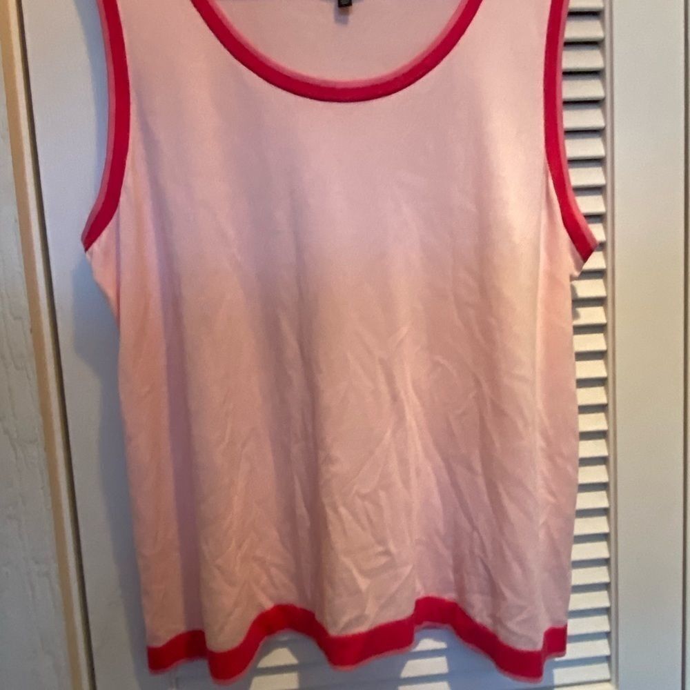 Talbots Plus pink striped‎ hem soft sweater tank